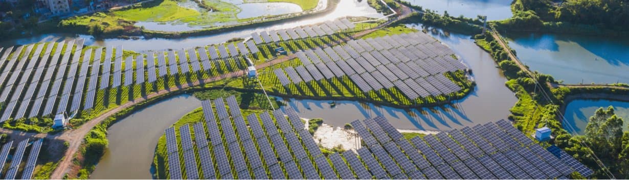 solar panel installation in a field